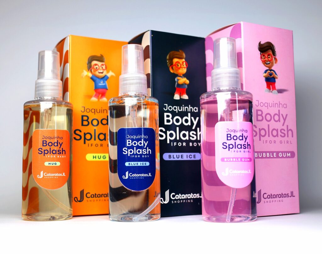 Fragrâncias disponíveis na nova linha de body splash do Joquinha. 