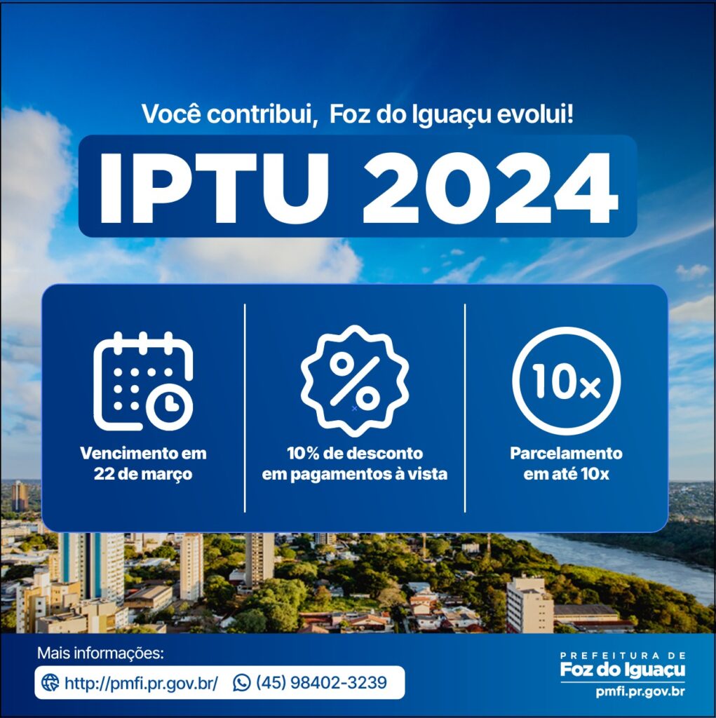 Refis 2024 Foz do Iguaçu desconto multas juros IPTU