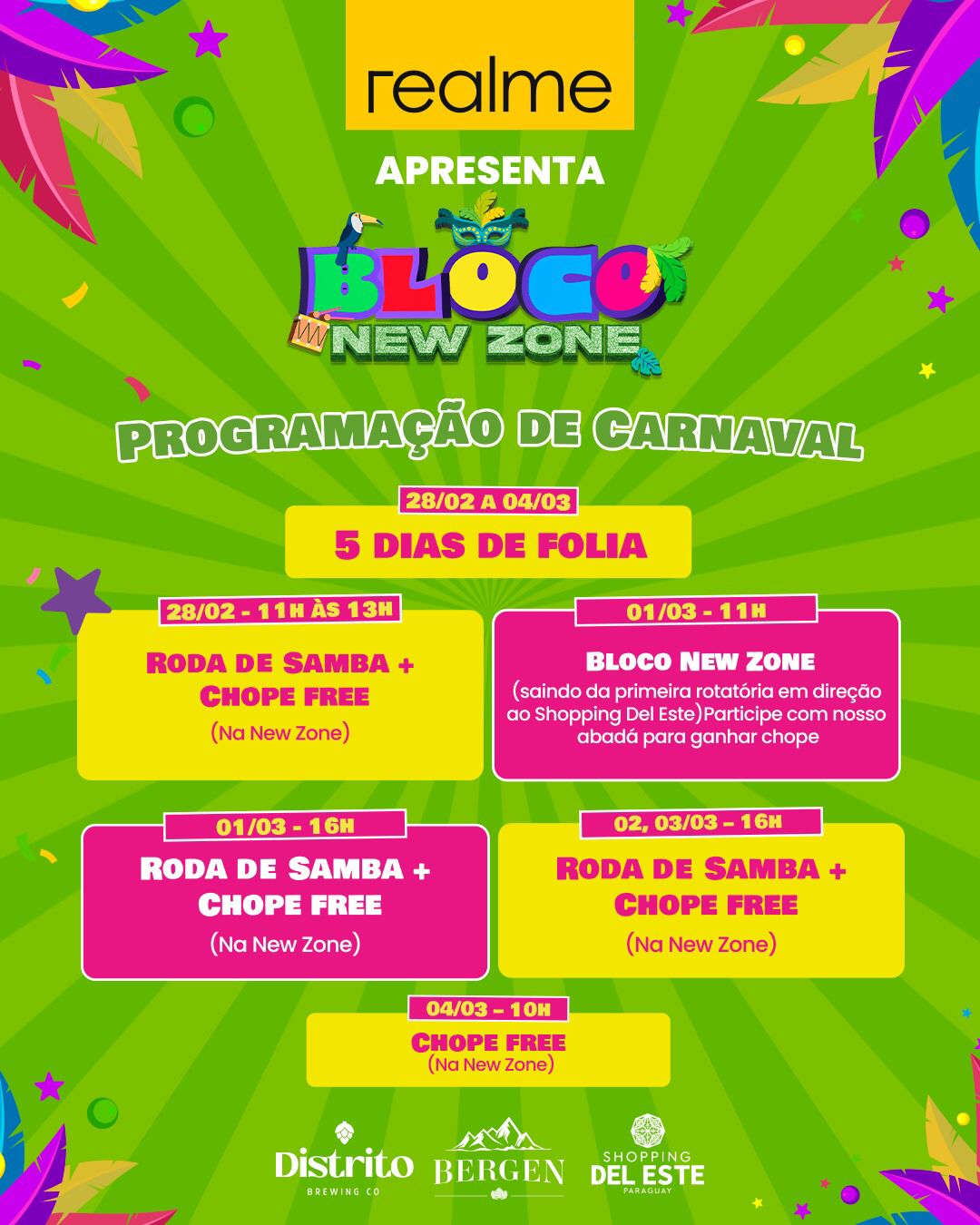 Bloco New Zone sai na avenida no sábado de Carnaval em Ciudad Del Este.