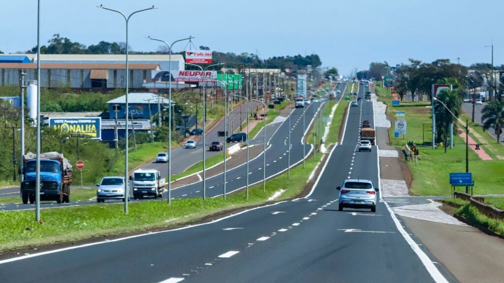 BR-277 em Santa Terezinha de Itaipu. Foto: Roberto Dziura Jr/Divulgação AEN.